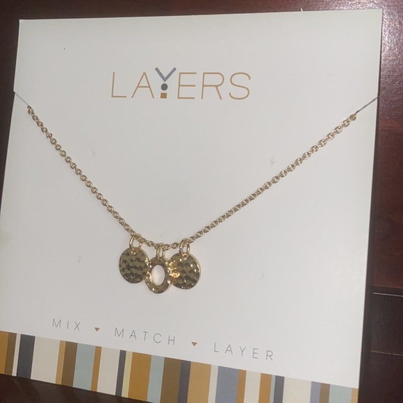 Brand New - Three Textured Circle necklace in Gold - Drawstring Adjuster - Picture 8 of 11